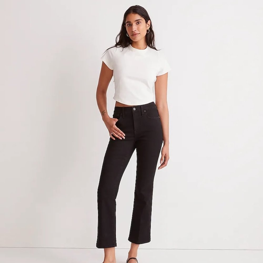 NWOT Madewell Cali Demi-Boot Jeans in Black Frost Size 28S Short / Petite